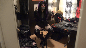 www.bondagecrossdresser.com - Chairbondage in Latex Leotard and Boots thumbnail