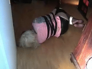 www.bondagecrossdresser.com - First Chairtied, then Tape hogtied thumbnail