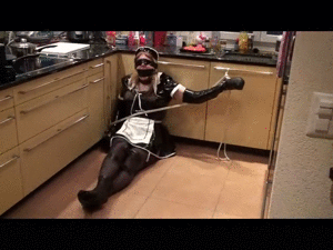 www.bondagecrossdresser.com - French Maid bound in the Kitchen thumbnail