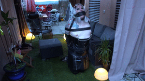 www.bondagecrossdresser.com - Bound with leather straps outdoor thumbnail